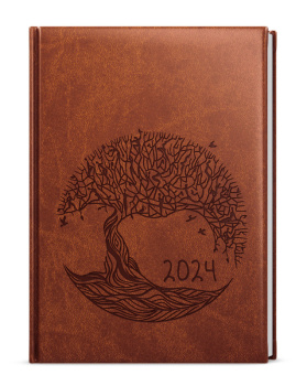 Denní diář - David - Vivella s ražbou - A5 - hnědá - Strom