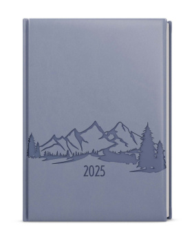 Denní diář - David - Vivella s ražbou - A5 - holubí šeď - Hory
