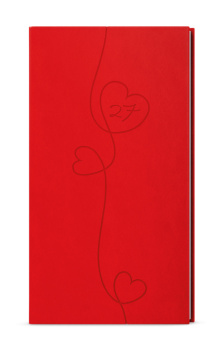 Týdenní diář - Jakub - Vivella s ražbou - kapesní - červená - Srdce