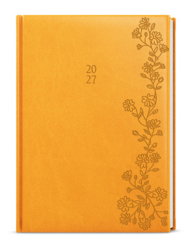 Týdenní diář - Oskar - Vivella s ražbou - A5 - okrová - Květy