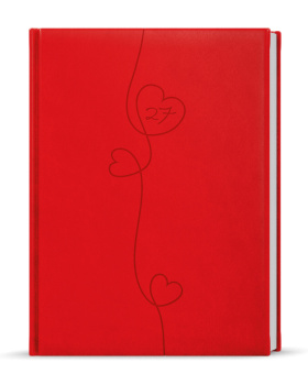 Týdenní diář - Prokop - Vivella s ražbou - B6 - červená - Srdce